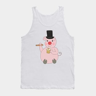 Pig with a cigar and a beer Tank Top